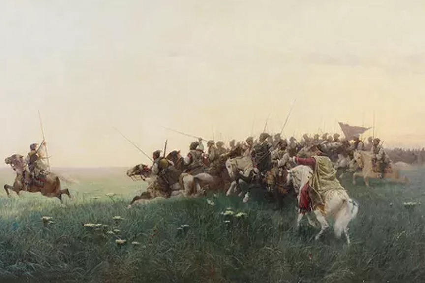 Иллюстрация: Картина Ф. А. Рубо «Атака запорожцев в степи», 1881 г.