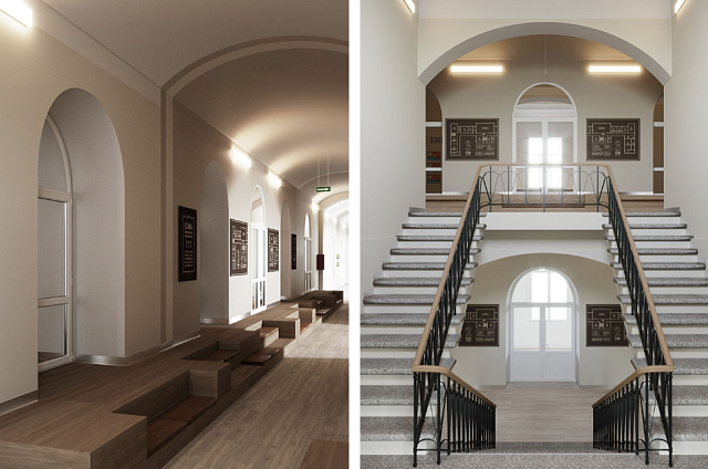 Для старейшей гимназии Благовещенска разработали современные интерьеры в стиле XIX века 