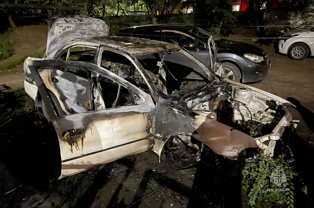 В Благовещенске ночью сгорел легковой автомобиль