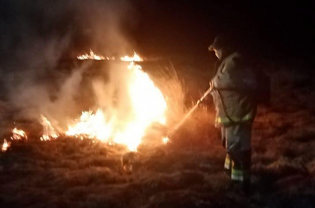 В селе Чалбачи пожарные потушили пал сухой растительности